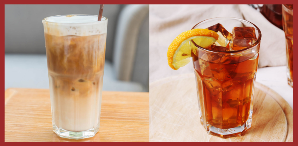 image d'un thé glacé et d'un café glacé